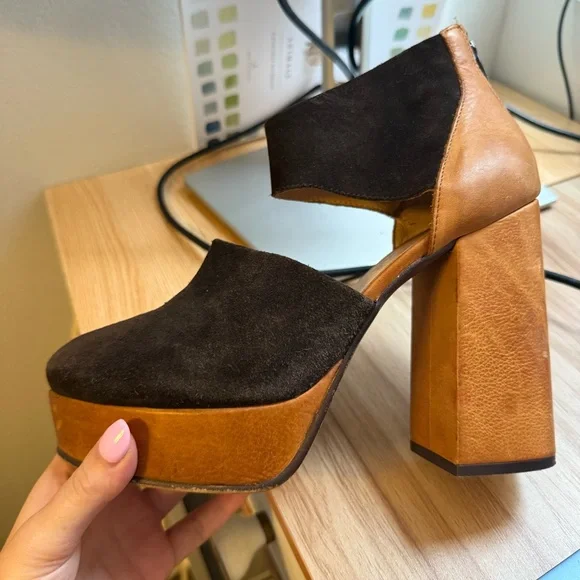 Free People Two-Tone Suede Platform Heels - Picture 10 of 14